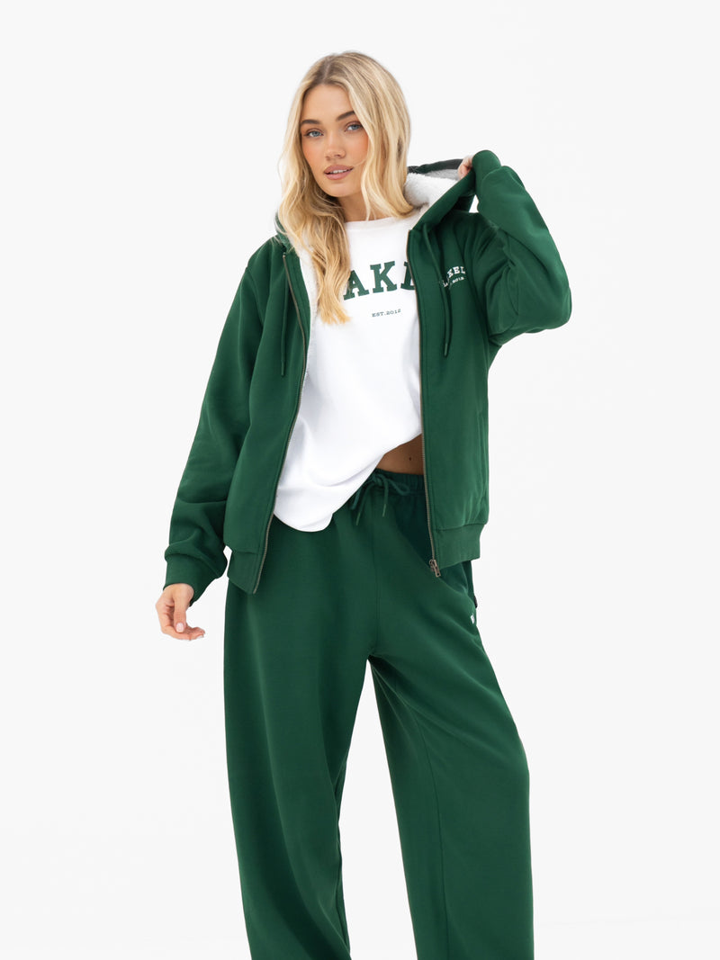 Heritage Oversized Full Zip Hoodie - Pine Green