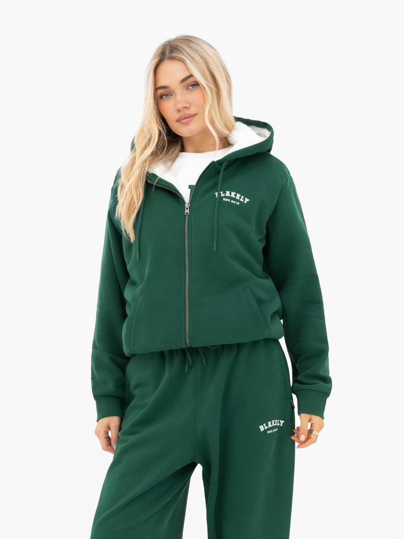 Heritage Oversized Full Zip Hoodie - Pine Green
