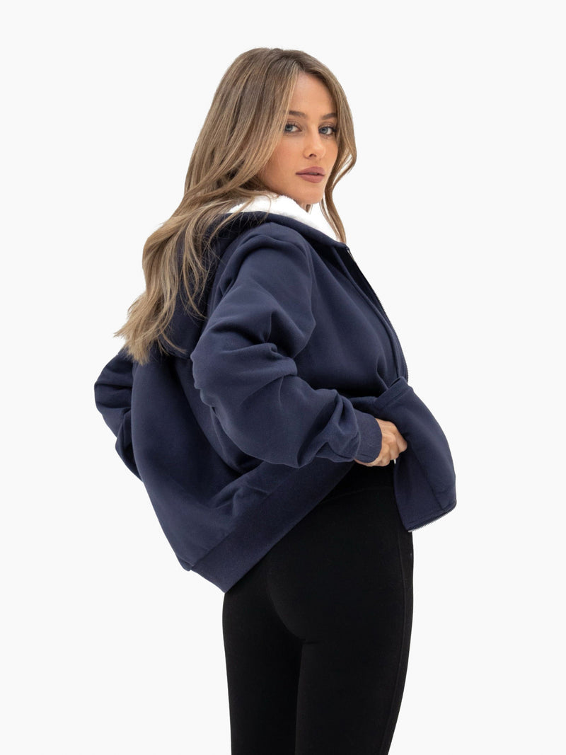 Heritage Oversized Full Zip Hoodie - True Navy