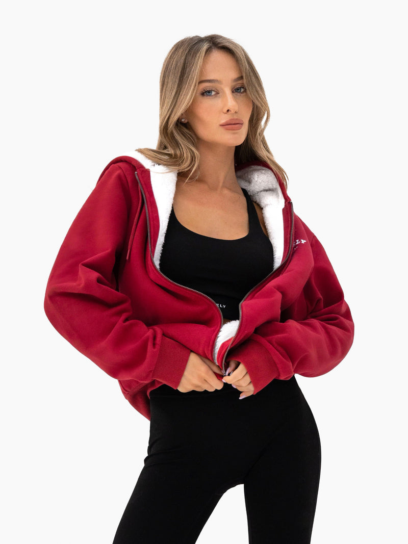 Heritage Oversized Full Zip Hoodie - Red
