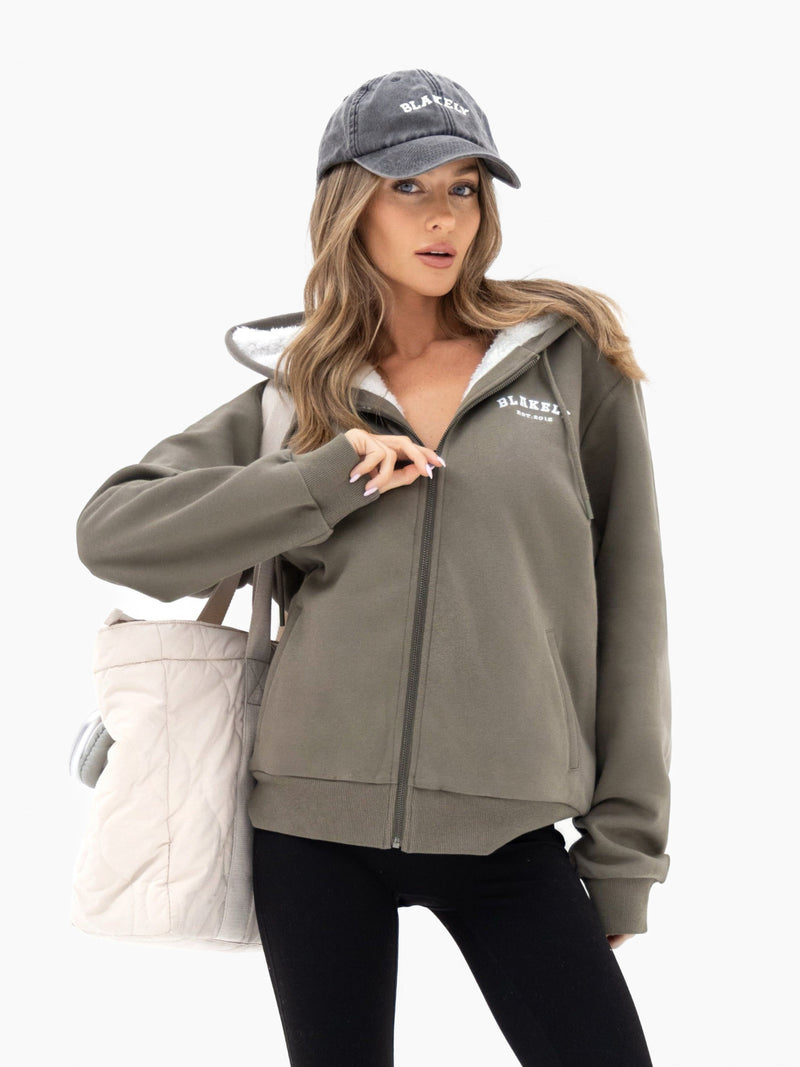 Heritage Oversized Full Zip Hoodie - Safari Green