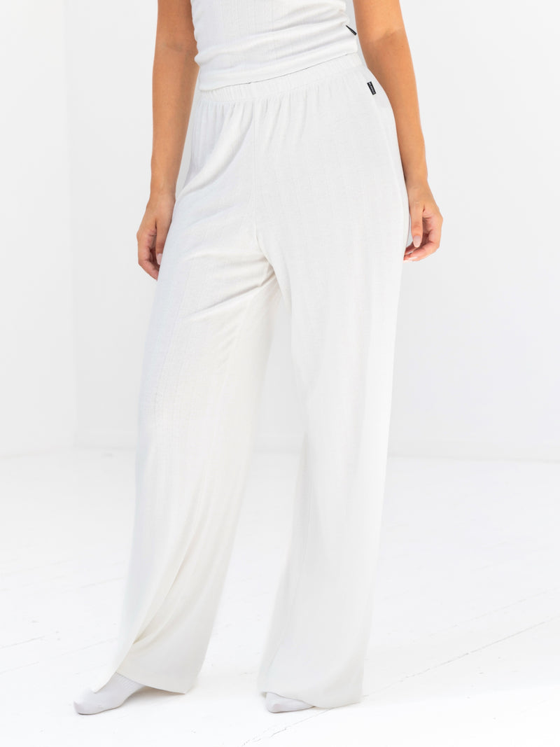 Aria Pointelle Trousers - Sanftes Weiß