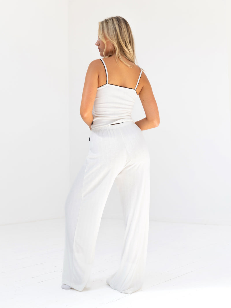 Aria Pointelle Trousers - Sanftes Weiß