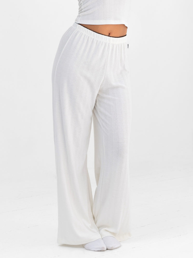 Aria Pointelle Trousers - Sanftes Weiß