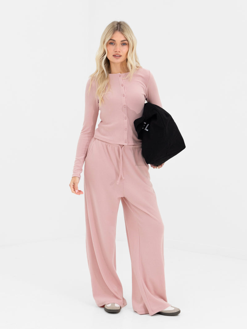 Ebony Button Up Cardigan - Zachte roos