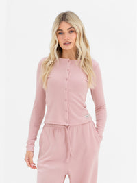 Ebony Button Up Cardigan - Zachte roos