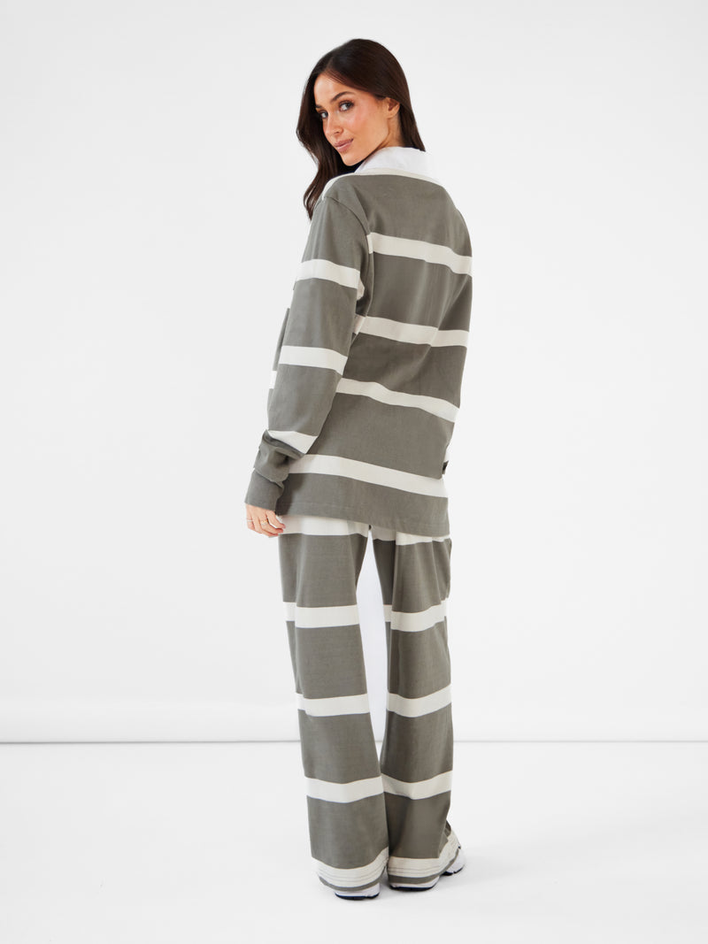 Tilly Striped Trousers - Safari Green