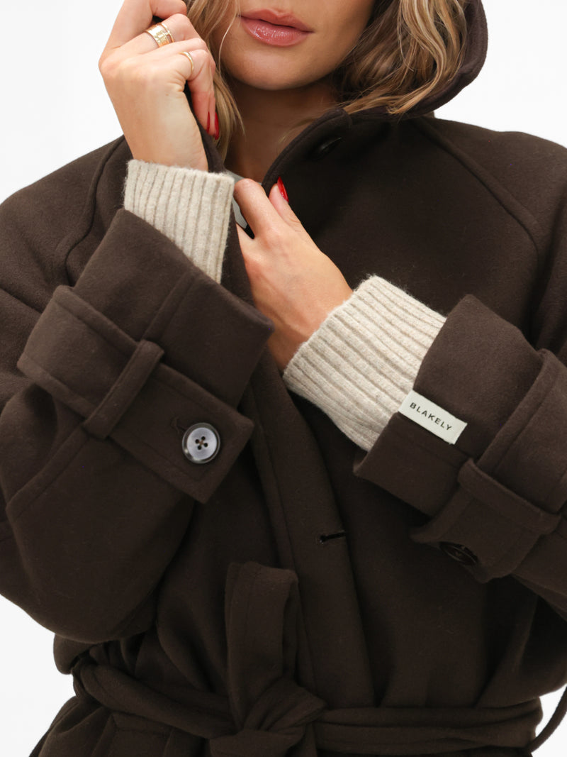 Madalyn Longline Coat - Marron foncé
