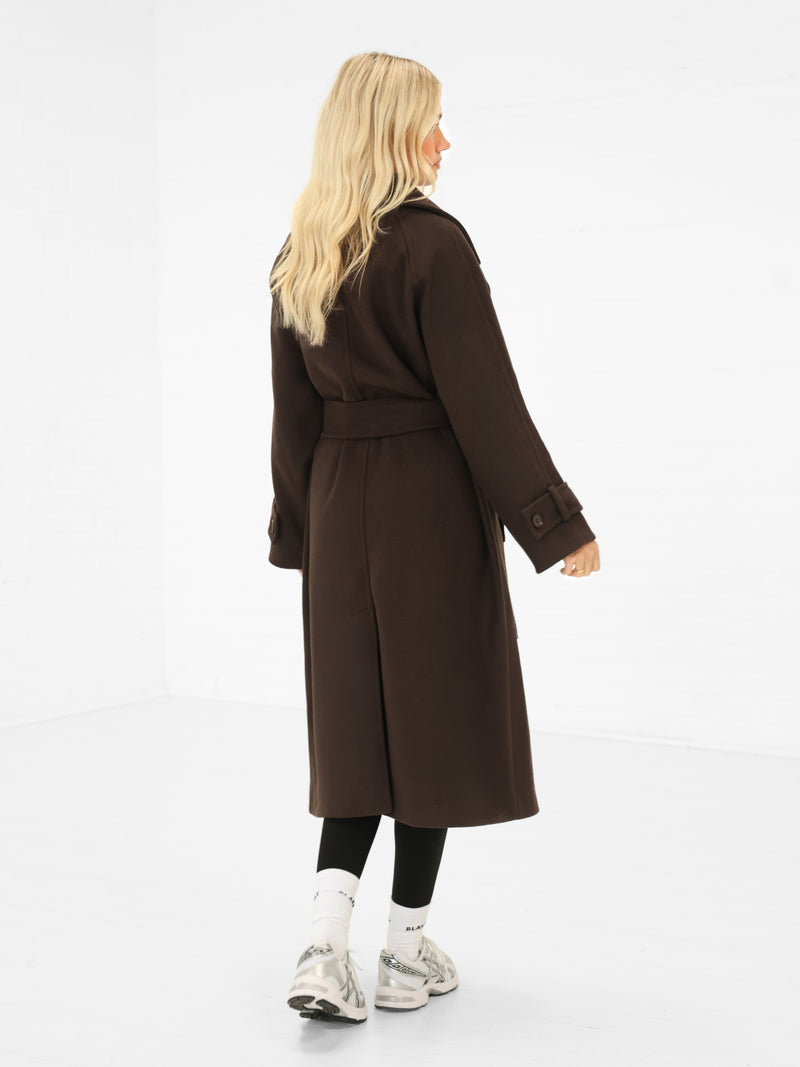Madalyn Longline Coat - Marron foncé