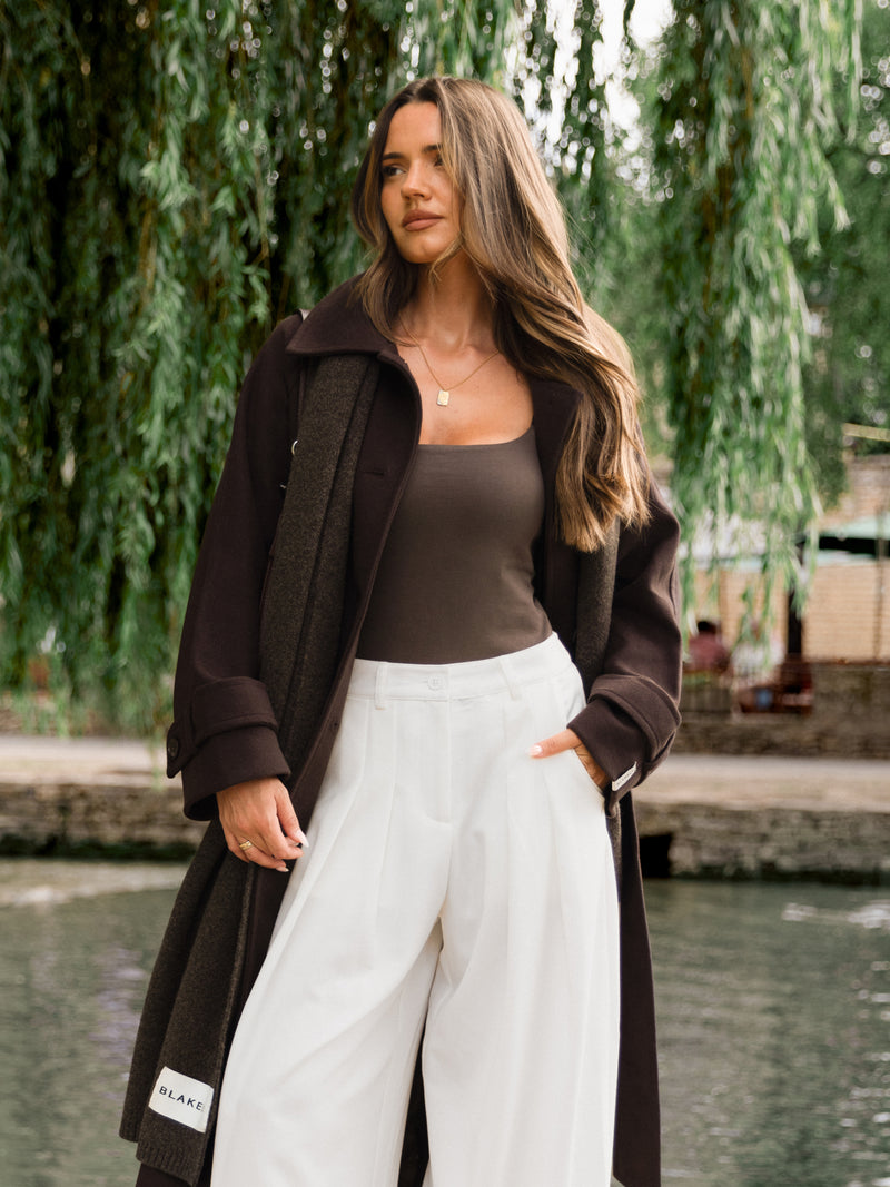 Madalyn Longline Coat - Marron foncé