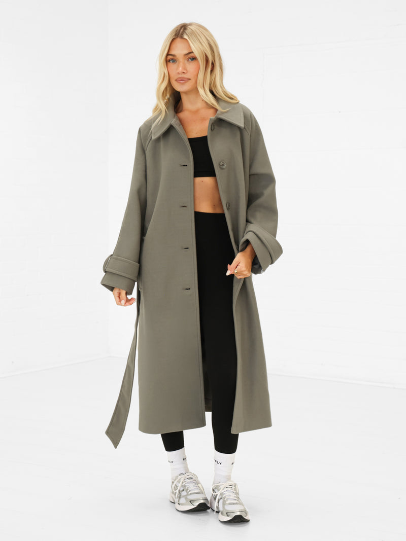Madalyn Longline Coat - Safarigroen