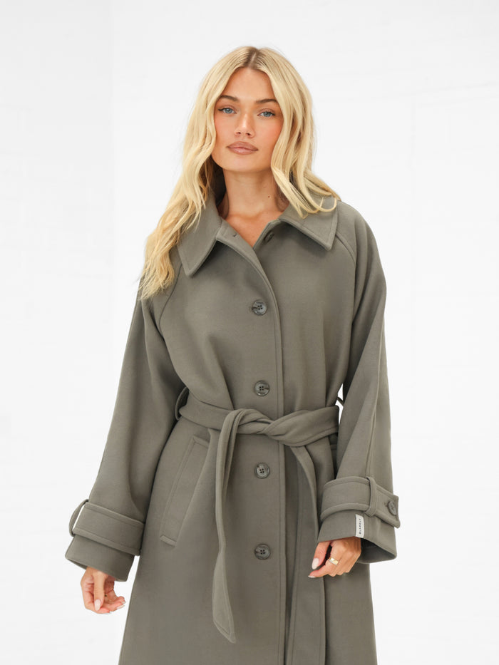 Madalyn Longline Coat - Safarigrün