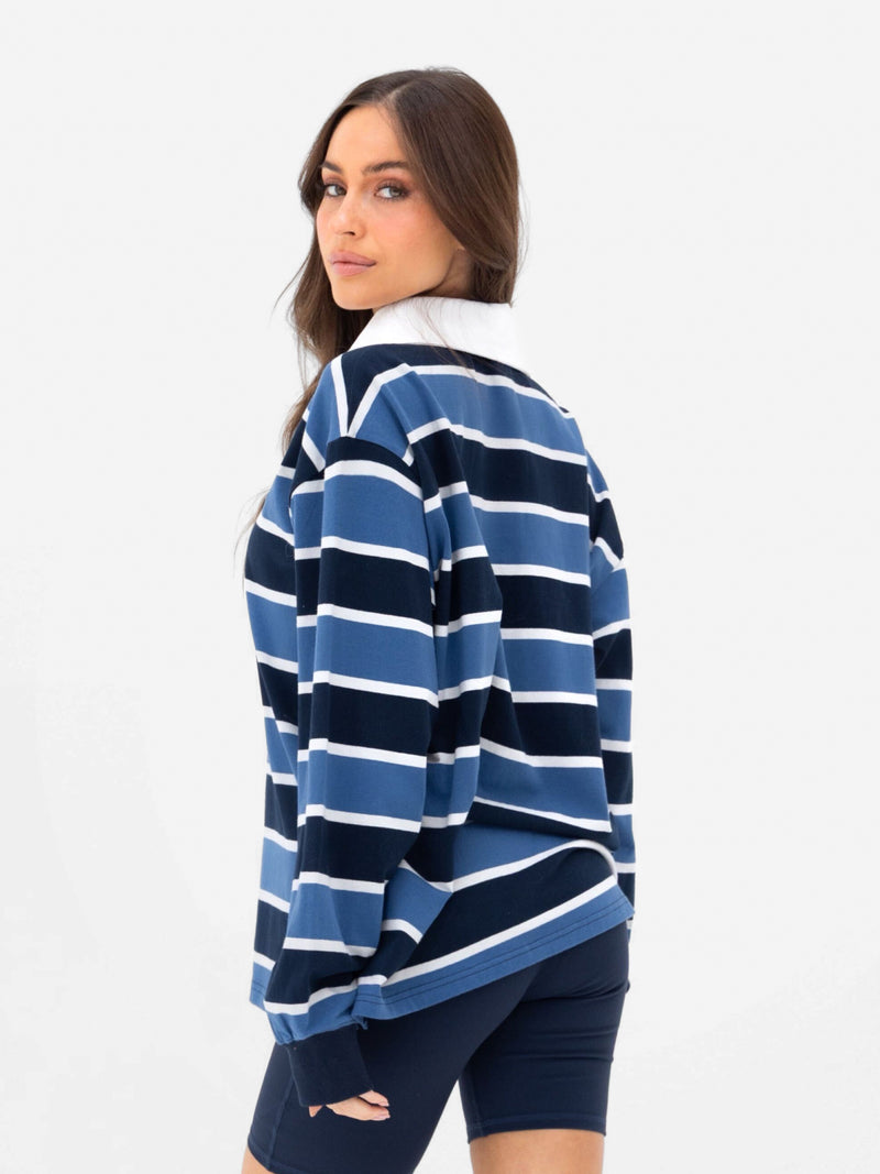 Skye Stripe Rugby Shirt - Blue Mix