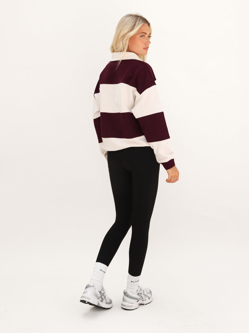 Harper Rugby Shirt - Dunkle Kirsche & Cremeweiß