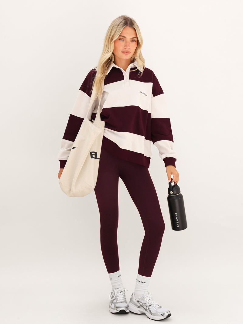 Harper Rugby Shirt - Dunkle Kirsche & Cremeweiß
