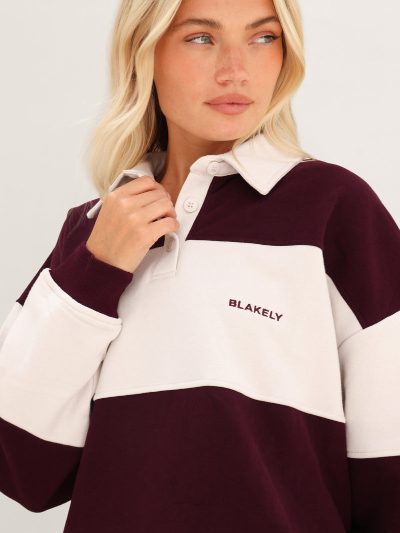 Harper Rugby Shirt - Dunkle Kirsche & Cremeweiß