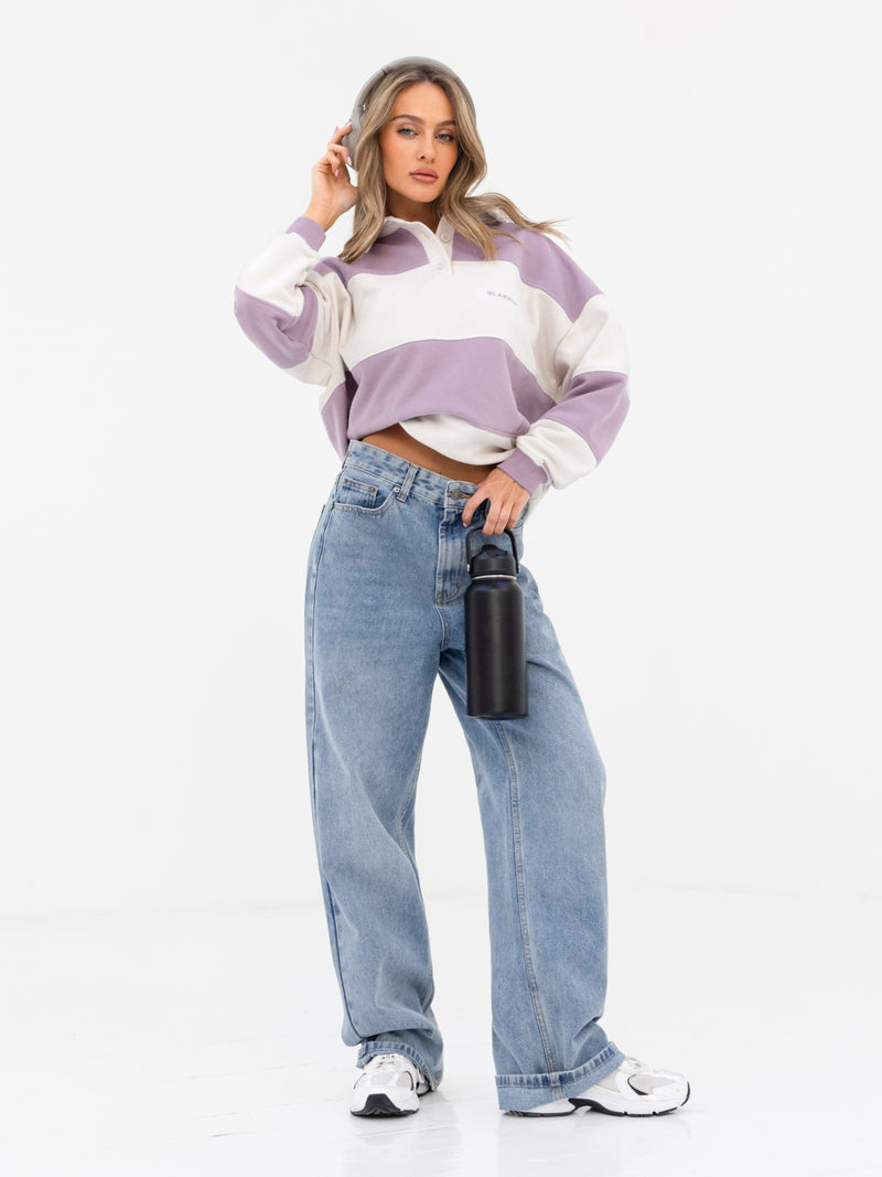 Harper Rugby Shirt - Lilac & Off White