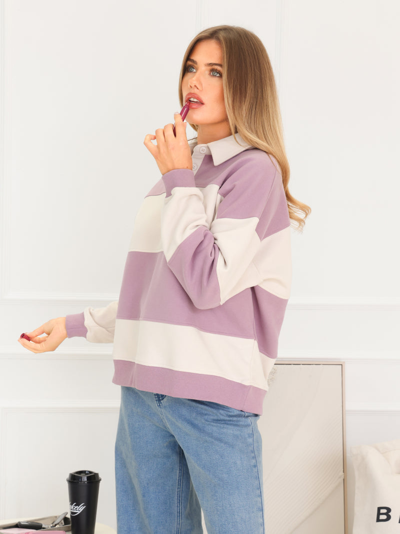 Harper Rugby Shirt - Flieder & Cremeweiß