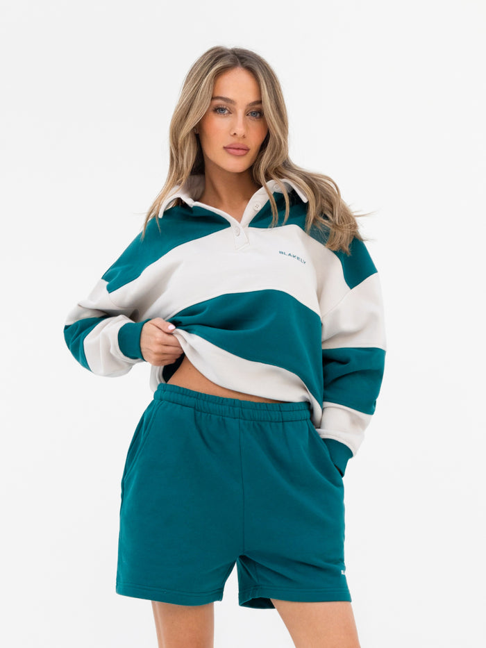 Harper Rugby Shirt - Teal & Off White