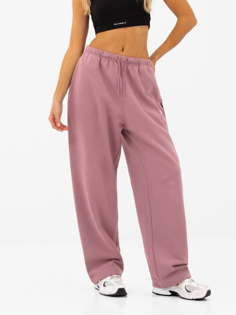 Heritage Wide Leg Sweatpants - Dusty Pink