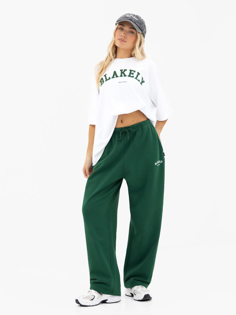 Heritage Wide Leg Sweatpants - Pine Green