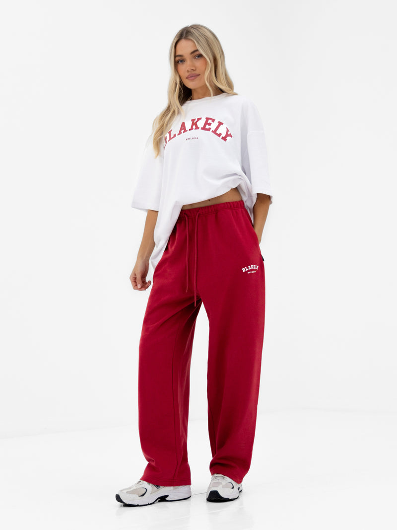 Heritage Wide Leg Sweatpants - Red