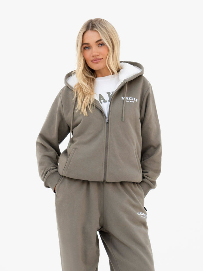 Heritage Oversized Full Zip Hoodie - Safarigrün