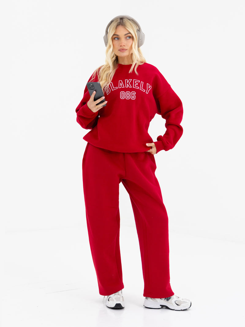 Alexis Wide Leg Sweatpants - Cherry Red
