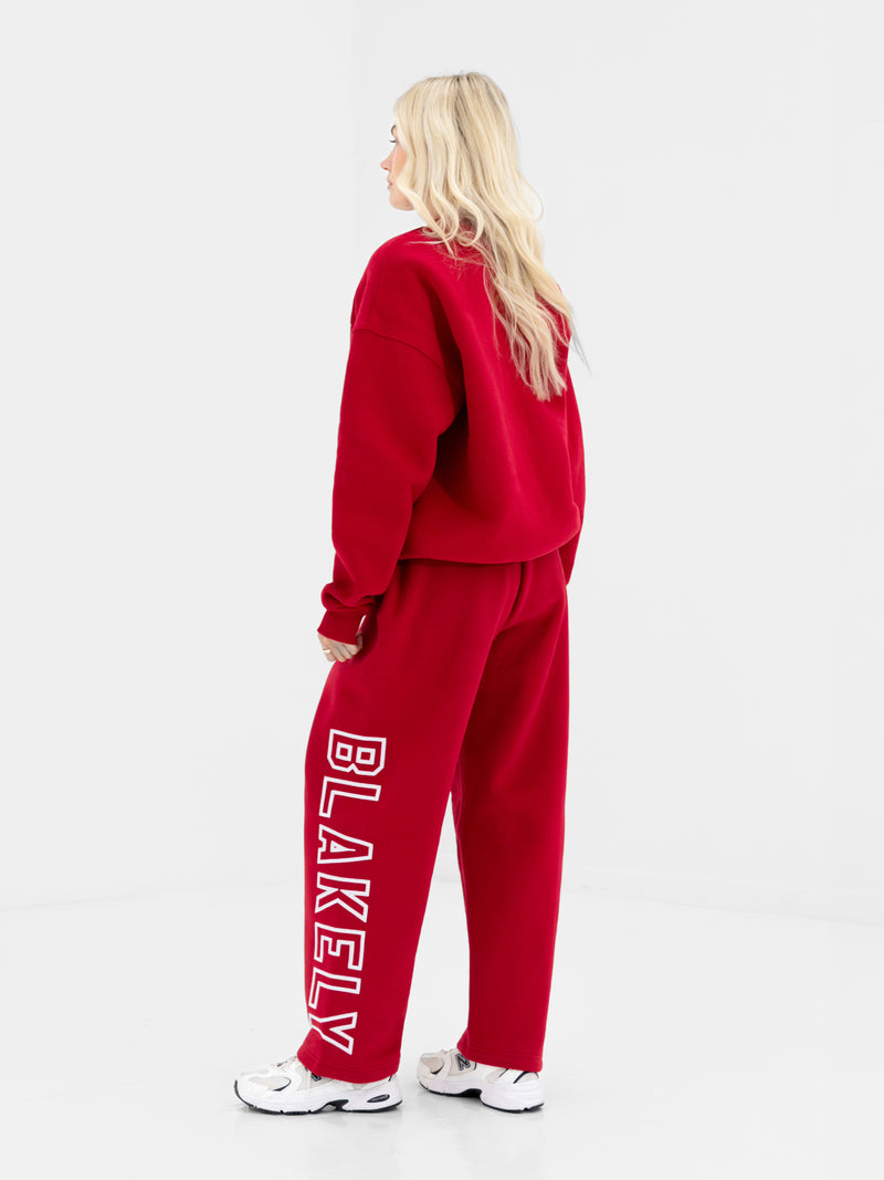 Alexis Wide Leg Sweatpants - Cherry Red