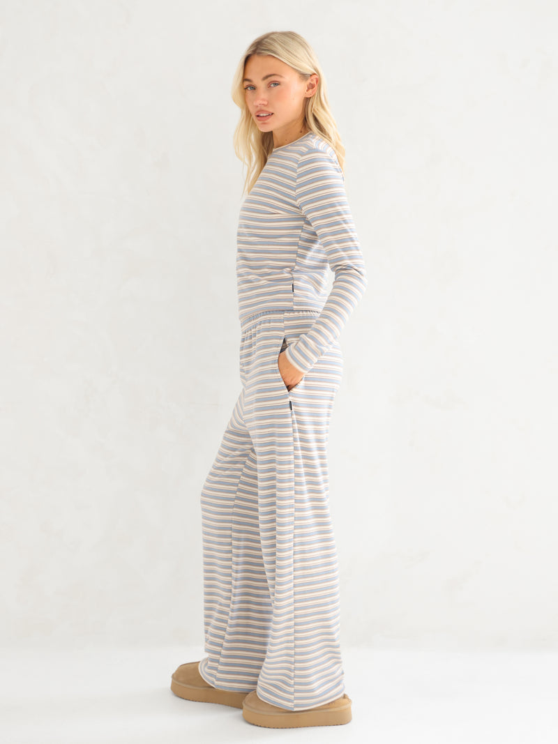 Sadie Stripe Long Sleeve Top - Hellblauer Streifen