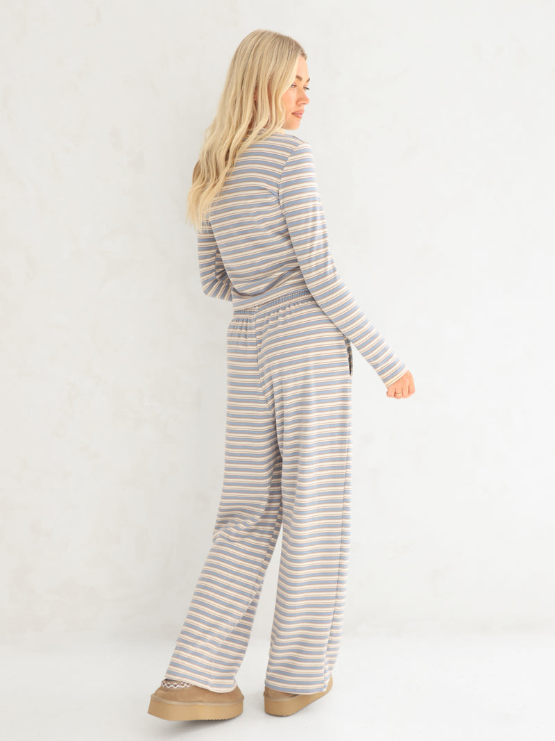 Sadie Stripe Long Sleeve Top - Hellblauer Streifen