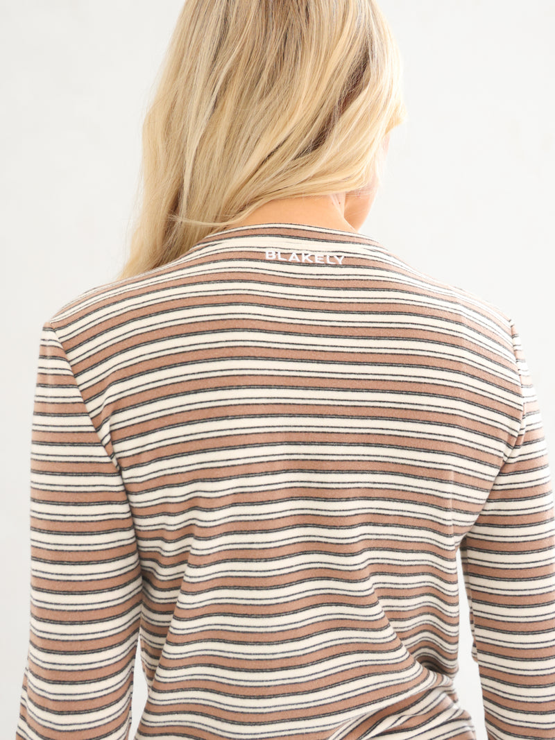 Sadie Stripe Long Sleeve Top - Tan Stripe
