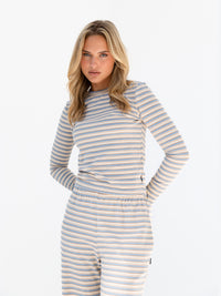 Sadie Stripe Top - Babyblaue Streifen