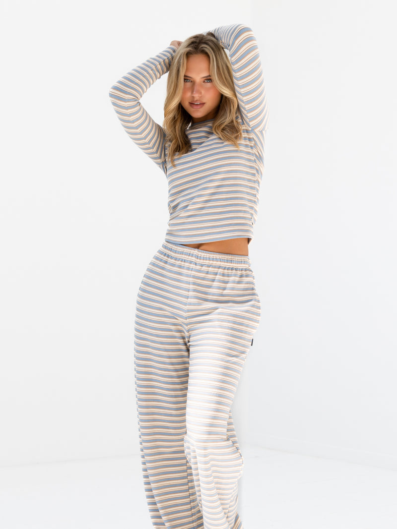 Sadie Stripe Trousers - Babyblaue Streifen