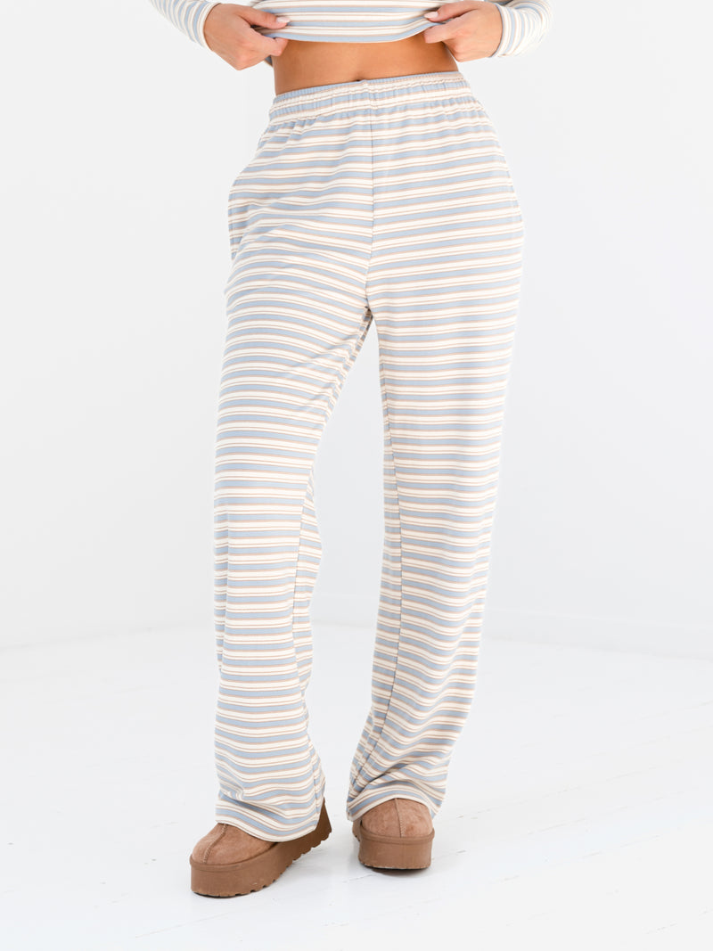 Sadie Stripe Trousers - Babyblaue Streifen