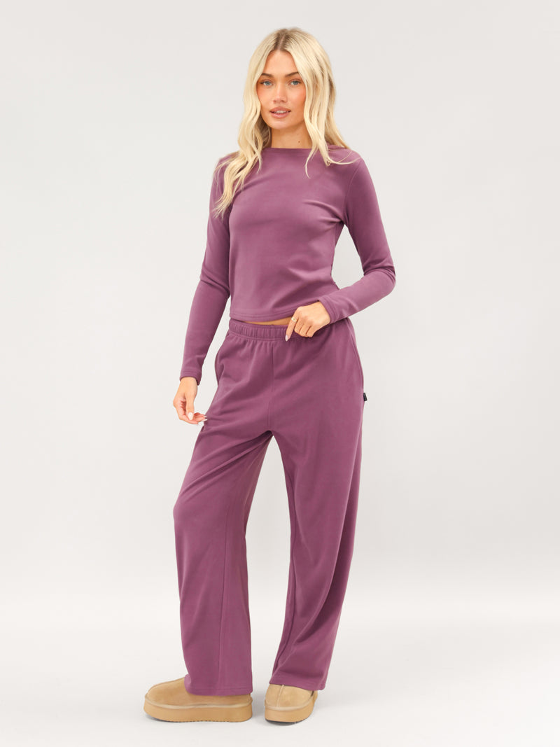 Sadie Wide Leg Trousers - Purple Berry