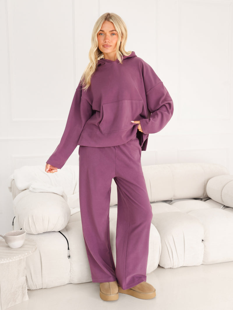 Sadie Wide Leg Trousers - Purple Berry