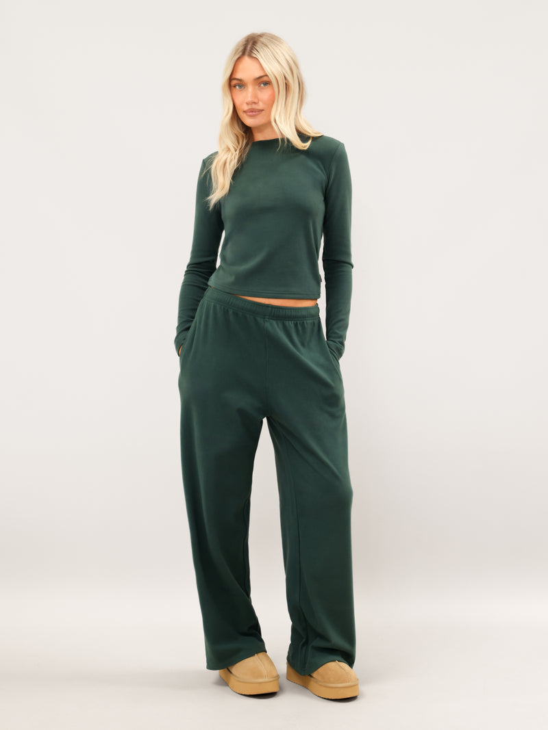 Sadie Wide Leg Trousers - Teal Green