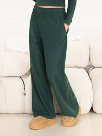 Sadie Wide Leg Trousers - Teal Green