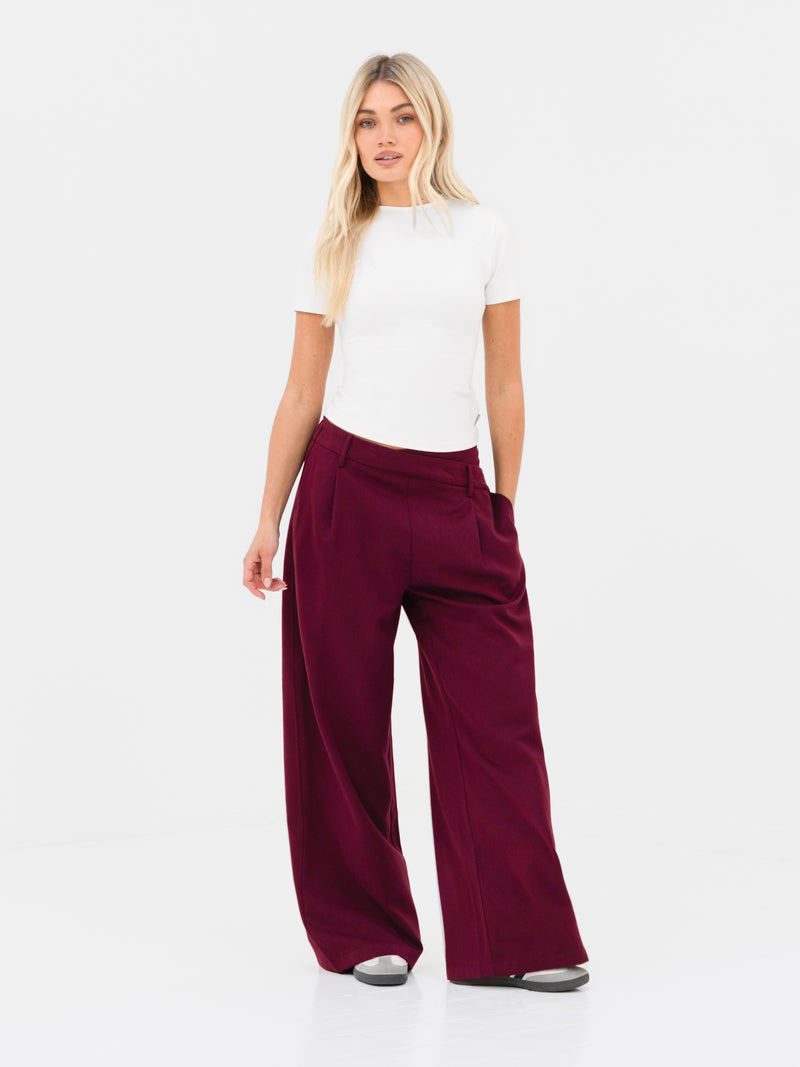 Kady Cross Over Trousers - Burgund