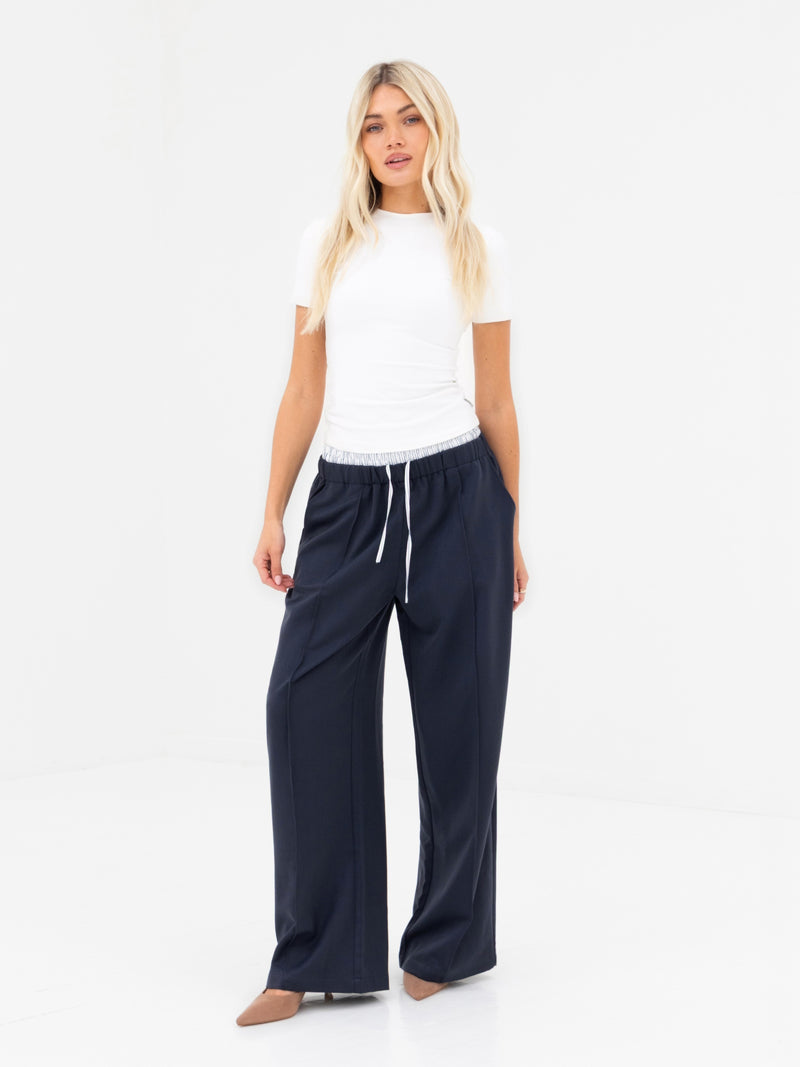 Alana Double Waist Trousers - Zartes Marineblau