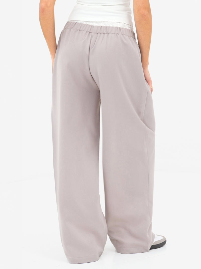 Alana Double Waist Trousers - Pebble