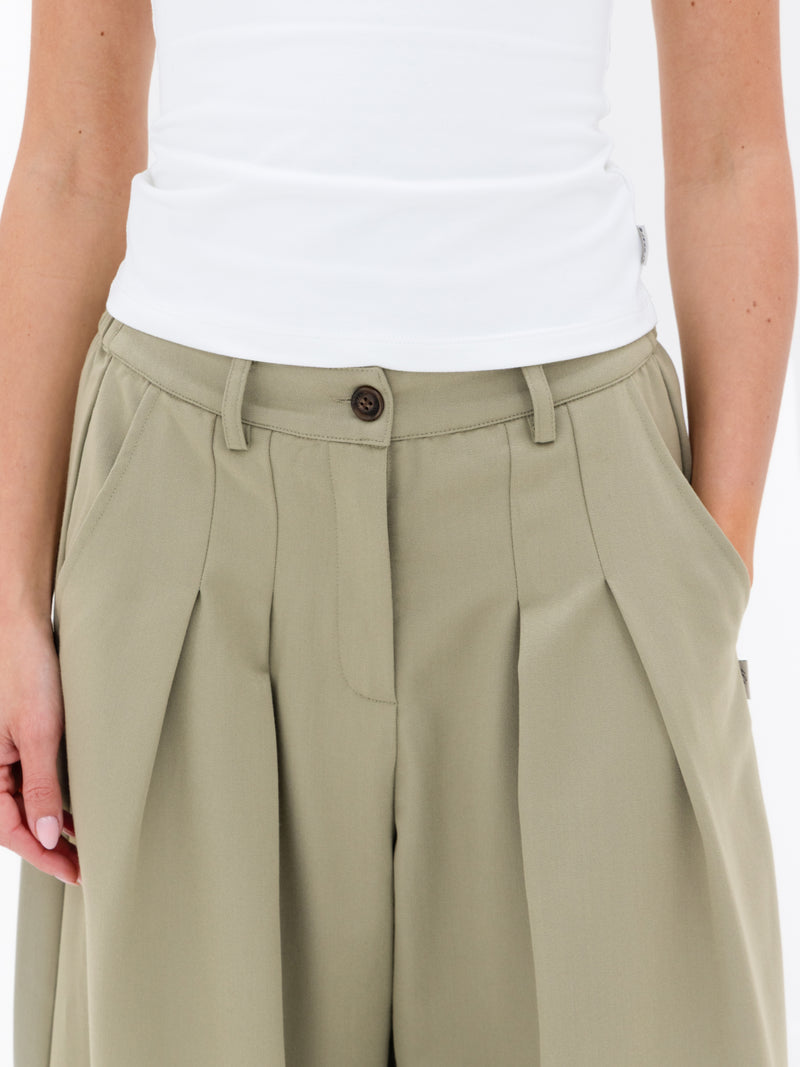 Ali Pleated Trousers - Warme olijf