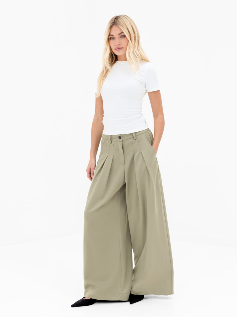 Ali Pleated Trousers - Warme olijf
