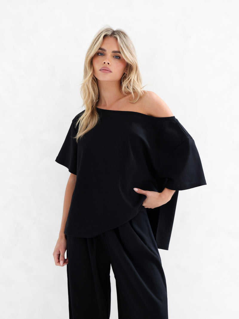 Cleo Off The Shoulder Top - Zwart