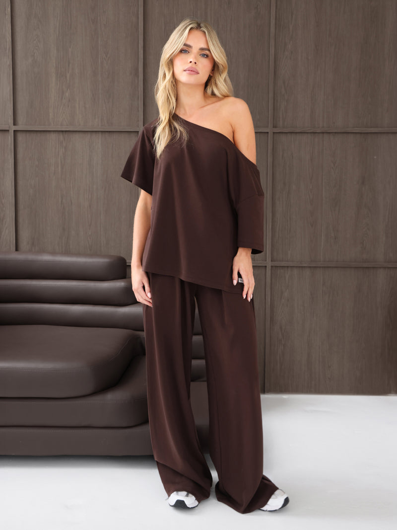 Cleo Wide Leg Trousers - Braun