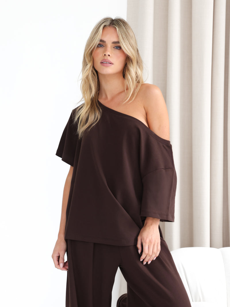Cleo Off The Shoulder Top - Braun