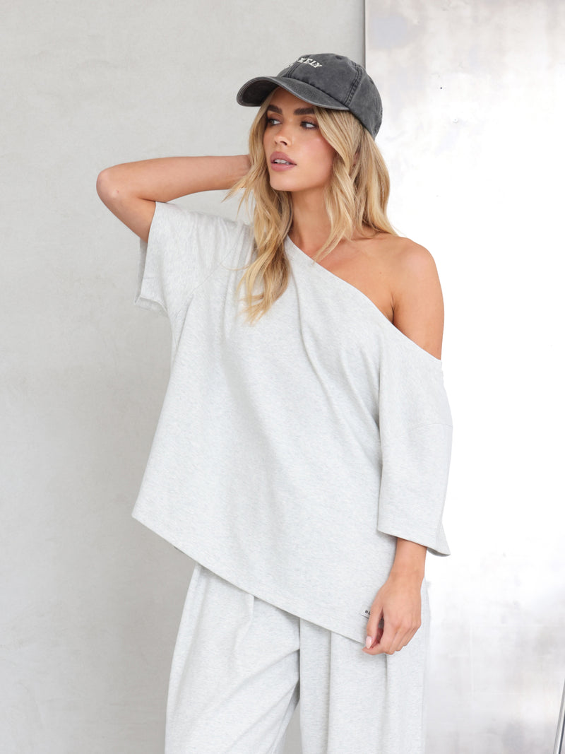 Cleo Off The Shoulder Top - Gemêleerd grijs