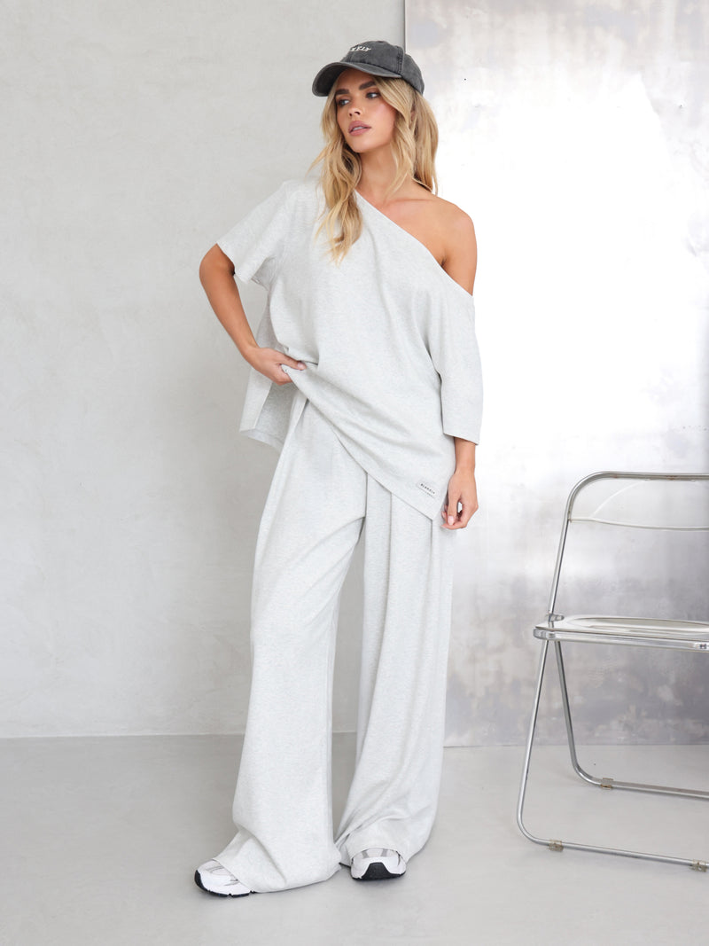 Cleo Wide Leg Trousers - Gemêleerd grijs