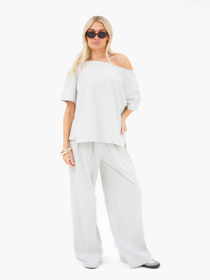 Cleo Off The Shoulder Top - Mergelgrau